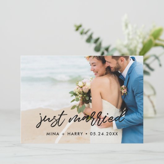Net getrouwd Moderne aankondiging fotokaart (Staand voorkant)