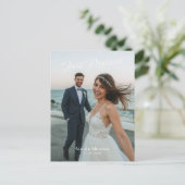 Net getrouwd Moderne bruiloft Fotoaankondiging Briefkaart (Staand voorkant)
