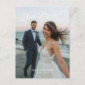 Net getrouwd Moderne bruiloft Fotoaankondiging Briefkaart (Voorkant)