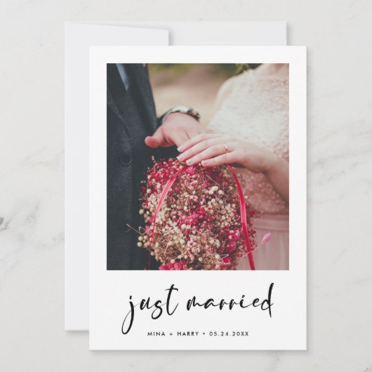 Net getrouwd Moderne trendy trouwfoto kaart (Voorkant)
