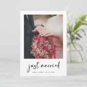 Net getrouwd Moderne trendy trouwfoto kaart (Staand voorkant)