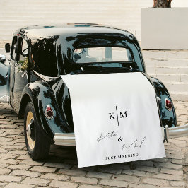Net Getrouwd Monogram Huwelijksauto Banner Bord Wandkleed