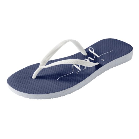 Net Getrouwd Navy Blauwe Trouwfeest Flip Flops (Schuin)