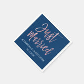 Net getrouwd Navy Blue en Roos Gold Foil servetten (Hoek)