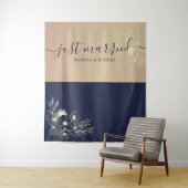Net getrouwd Navy Blue Wedding Photo Prop Wandkleed (In situ)