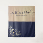 Net getrouwd Navy Blue Wedding Photo Prop Wandkleed (Voorkant)