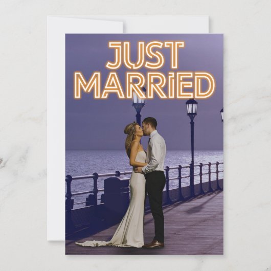 Net getrouwd Neon Lights bruiloft foto aankondigin Aankondiging (Voorkant)