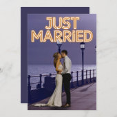 Net getrouwd Neon Lights bruiloft foto aankondigin Aankondiging (Voorkant / Achterkant)