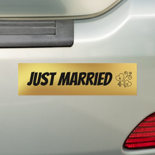 Net Getrouwd Nep Goud Koppels Monogram  Bumpersticker (Op auto)