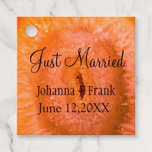 Net Getrouwd Oranje Agaat Bedankjes Labels (Voorkant)
