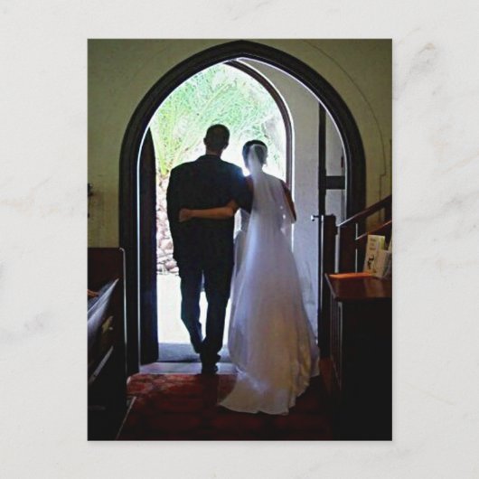 Net getrouwd paar kerk bruiloft aankondiging briefkaart (Voorkant)