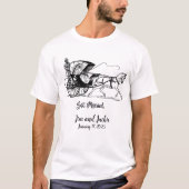 Net getrouwd - Paard getrokken winkelwagen bruilof T-shirt (Voorkant)