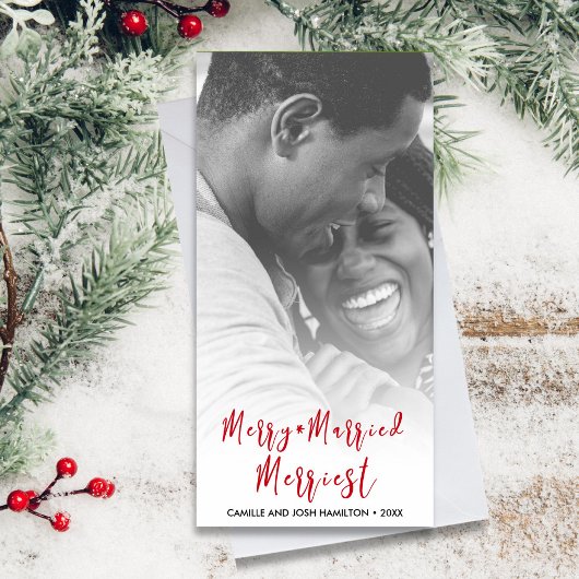 Net getrouwd Pas getrouwd Kerstmis vakantie foto Feestdagenkaart