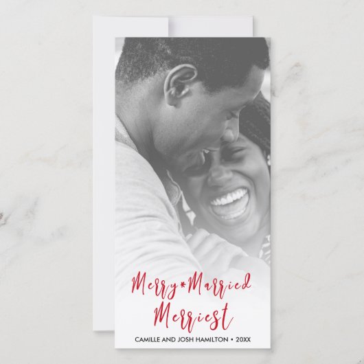 Net getrouwd Pas getrouwd Kerstmis vakantie foto Feestdagenkaart (Voorkant)