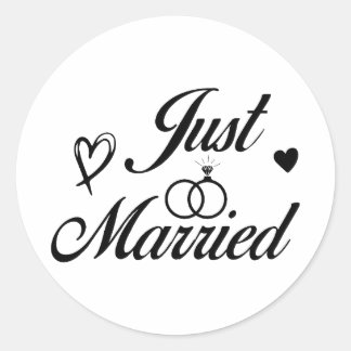 Net getrouwd, pasgetrouwden ronde sticker