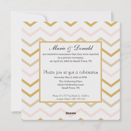 Net Getrouwd Pastel Perzik en Gouden Geometrisch Feestdagenkaart (Achterkant)