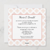 Net Getrouwd Perzik Blush Damast Feestdagenkaart (Achterkant)