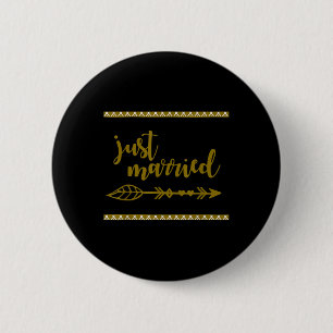 Net getrouwd Pijl Tribal Bruid Bruidegom Honeymoon Ronde Button 5,7 Cm
