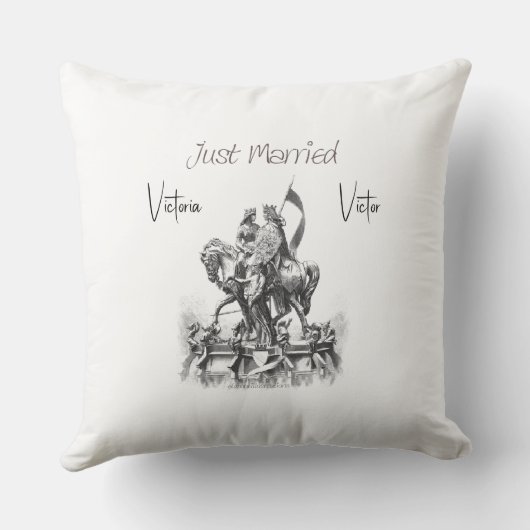 Net Getrouwd Renaissance Koppel Op Paard Kussen (Achterkant)