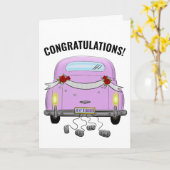 NET GETROUWD RETRO AUTO BRUILOFT WENSKAART KAART (Gele Bloem)