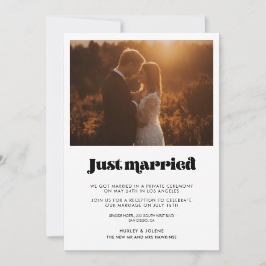 Net getrouwd retro script aankondiging (Voorkant)