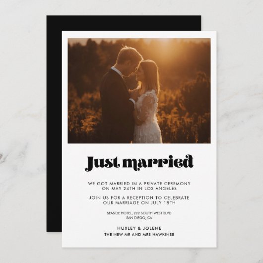 Net getrouwd  retro script aankondiging (Voorkant / Achterkant)