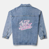 Net getrouwd Retro Script met harten Denim Jacket (Achterkant)