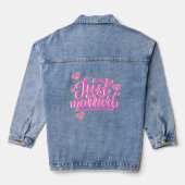 Net getrouwd Retro Script met harten Denim Jacket (Achterkant)