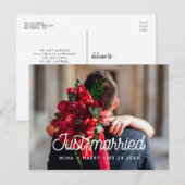 Net getrouwd Retro vintage trouwfoto Briefkaart (Voorkant / Achterkant)