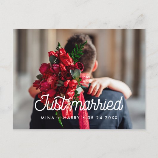 Net getrouwd Retro vintage trouwfoto Briefkaart (Voorkant)