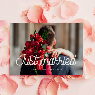 Net getrouwd Retro vintage trouwfoto kaart