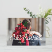 Net getrouwd Retro vintage trouwfotokaart Aankondiging (Staand voorkant)