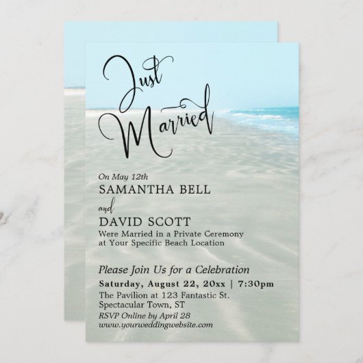 Net getrouwd Rippled Sand Aqua Water Beach Event Kaart (Voorkant / Achterkant)