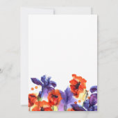 Net Getrouwd, Rode Klaprozen, Paarse Iris Aquarel Kaart (Achterkant)