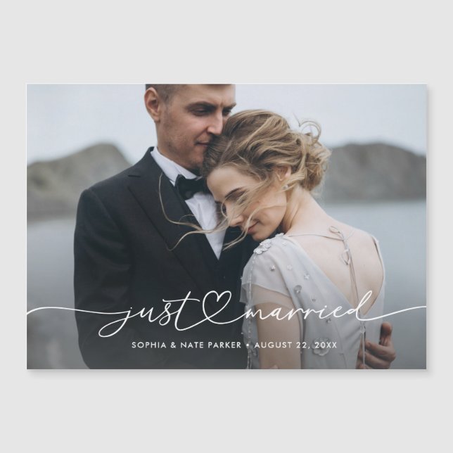 Net Getrouwd Romantisch Script met Hart en Foto (Voorkant)