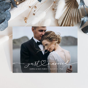 Net Getrouwd Romantisch Script met Hart en Foto Aankondiging