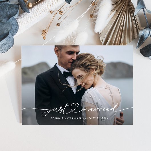 Net Getrouwd Romantisch Script met Hart en Foto Aankondiging