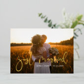 Net Getrouwd Romantische Trouwfolie Aankondiging (Staand Voorkant)