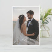 Net Getrouwd Romantische Trouwfoto Aankondiging (Staand voorkant)