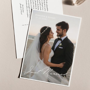 Net Getrouwd Romantische Trouwfoto Aankondiging Briefkaart