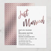 Net getrouwd Roos Gold bruiloft receptie Kaart (Voorkant / Achterkant)