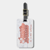 Net getrouwd Roos Gold en wit marmer huwelijksreis Bagagelabel (Voorkant verticaal)