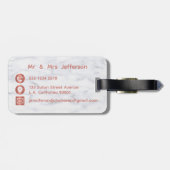 Net getrouwd Roos Gold en wit marmer huwelijksreis Bagagelabel (Achterkant horizontaal)