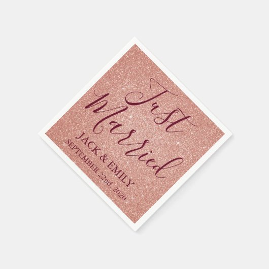 Net getrouwd Roos gouden blush roze servetten (Hoek)