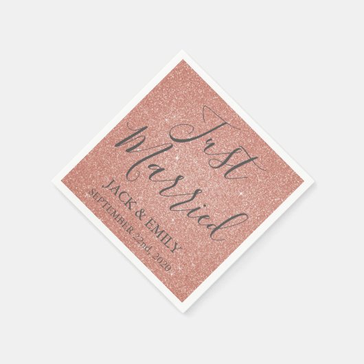 Net getrouwd Roos gouden blush roze servetten (Hoek)