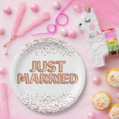 Net getrouwd Roos gouden trouwballonnen Papieren Bordje (Feest)