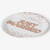 Net getrouwd Roos gouden trouwballonnen Papieren Bordje (Gekanteld)