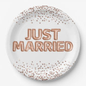 Net getrouwd Roos gouden trouwballonnen Papieren Bordje (Voorkant)