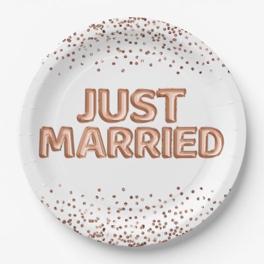 Net getrouwd Roos gouden trouwballonnen Papieren Bordje (Voorkant)