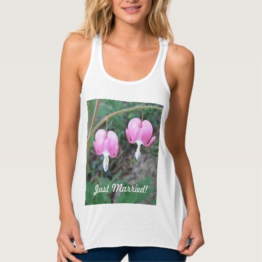 Net Getrouwd Roze Bloedende Harten Tank Top (Voorkant)